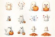 Cute Fall Halloween Ghost Clipart Bu, an Illustration by CrexoraLab (Thumbnail 2 of 5)