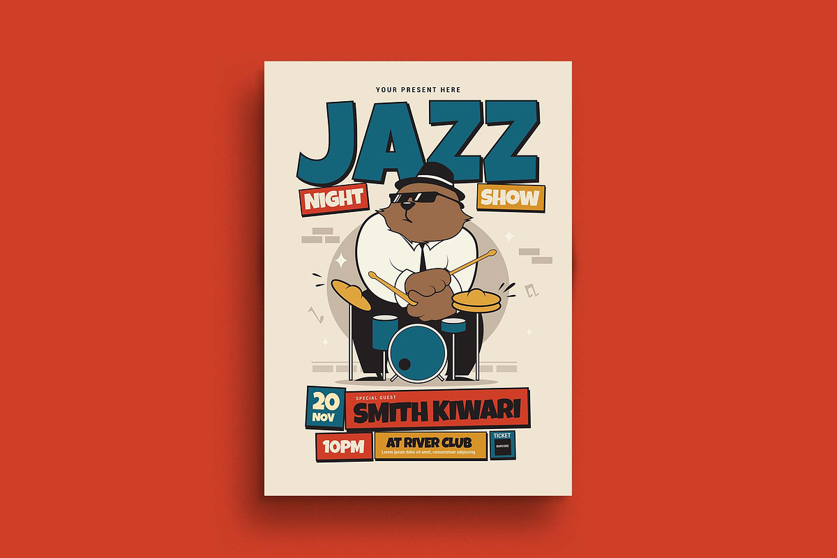 Jazz Night Show Flyer, a Flyer Template by megarez (Photo 3 of 3)