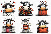 Funny Peeking Valentine Cow Clipart, an Illustration by Craft Nest (Thumbnail 2 of 11)