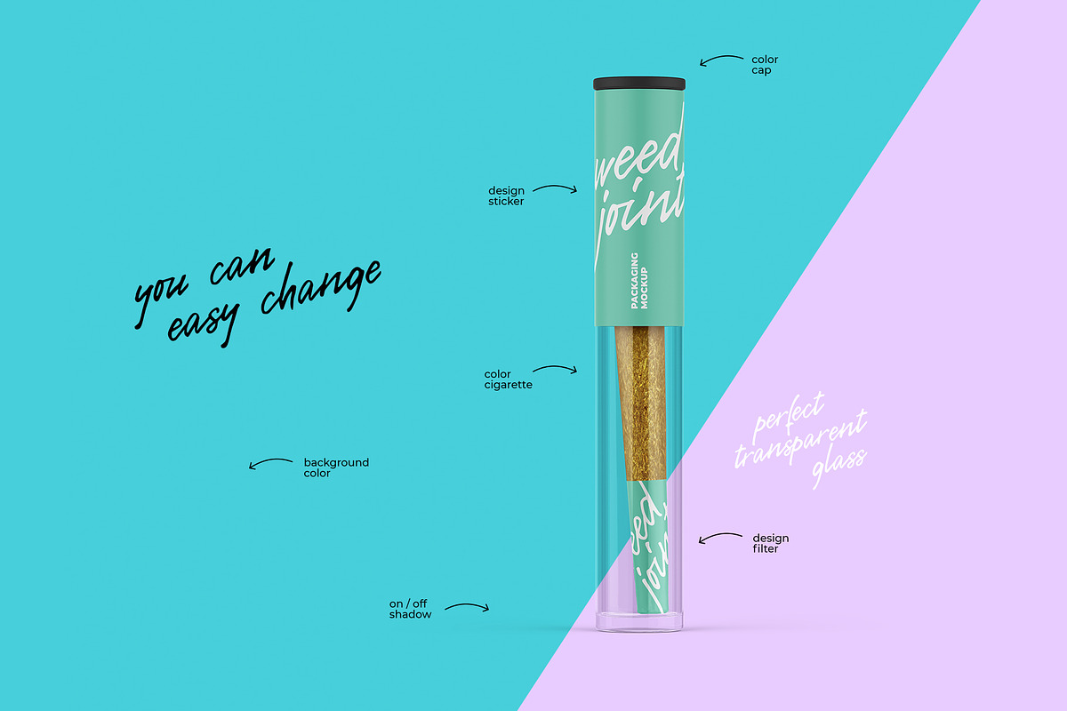 Weed Joint Pre-Roll Tube Mockup, a Product Mockup by easymock 2 (Photo 4 of 9)