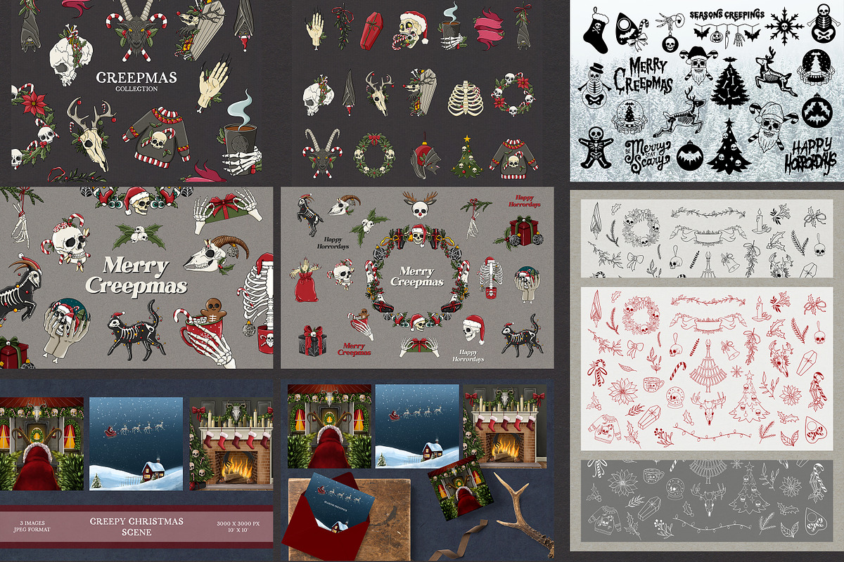CREEPY Christmas Bundle, an Illustration by SecondOfJuly (Photo 3 of 6)