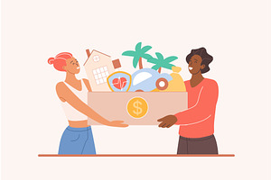 Family dreams wealth financial, a Finance Illustration by Lemberg Vector