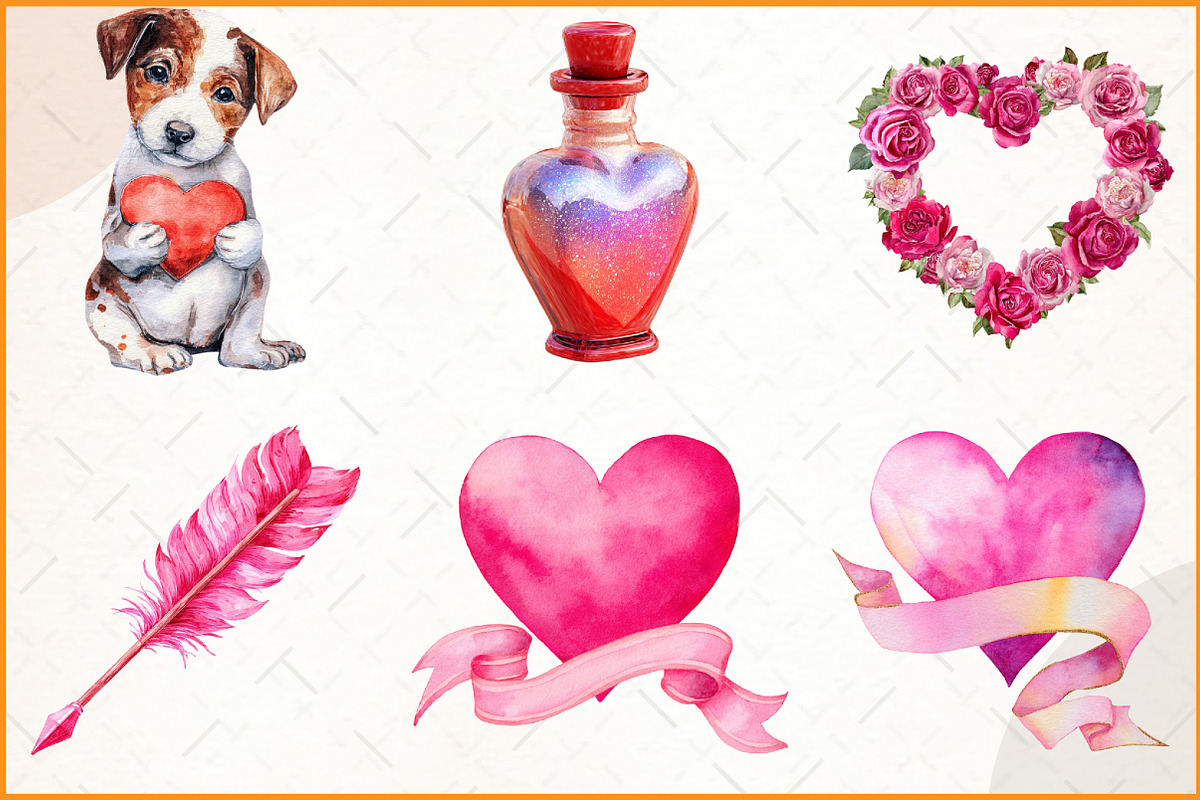 Valentines Day Clipart Png, an Illustration by Watercolor design (Photo 2 of 4)