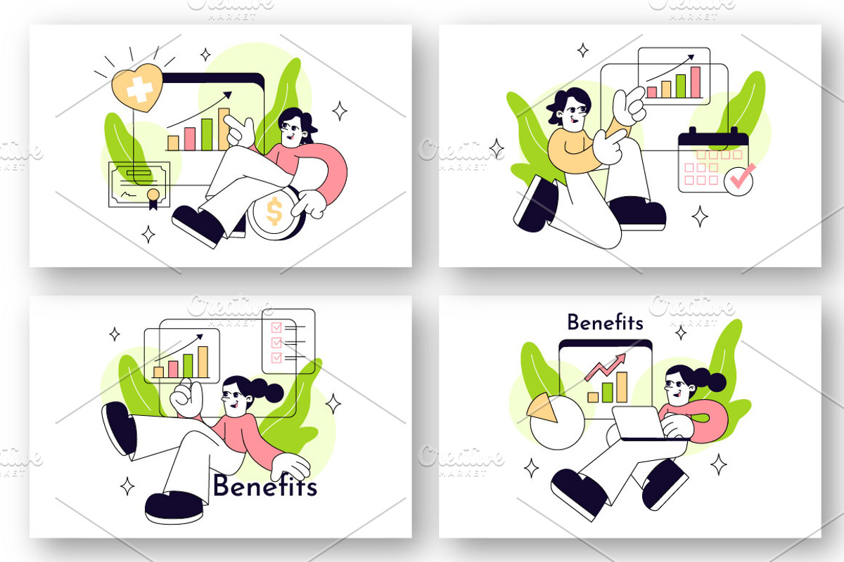 6 Benefits Vector Illustration, a Finance Illustration by denayunebgt (Photo 2 of 3)