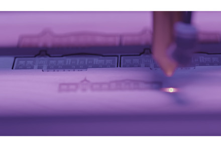 Close-up of laser printer engraving, an Industrial Photo by Media Whale Stock
