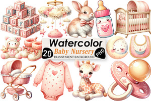 Blush Pink Ivory Baby Nursery Clipar, an Illustration by Black Bird Studio