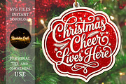 Christmas Cheer Lives Here Ornament, an Object Graphic by OK Design (Thumbnail 1 of 3)