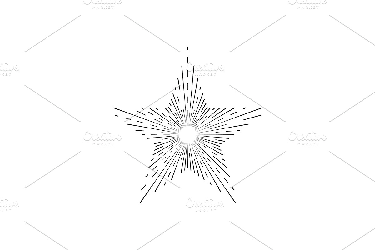 Retro Sunburst Signs Thin Line Icon, an Outline Icon by Bigmouse_art (Photo 14 of 14)