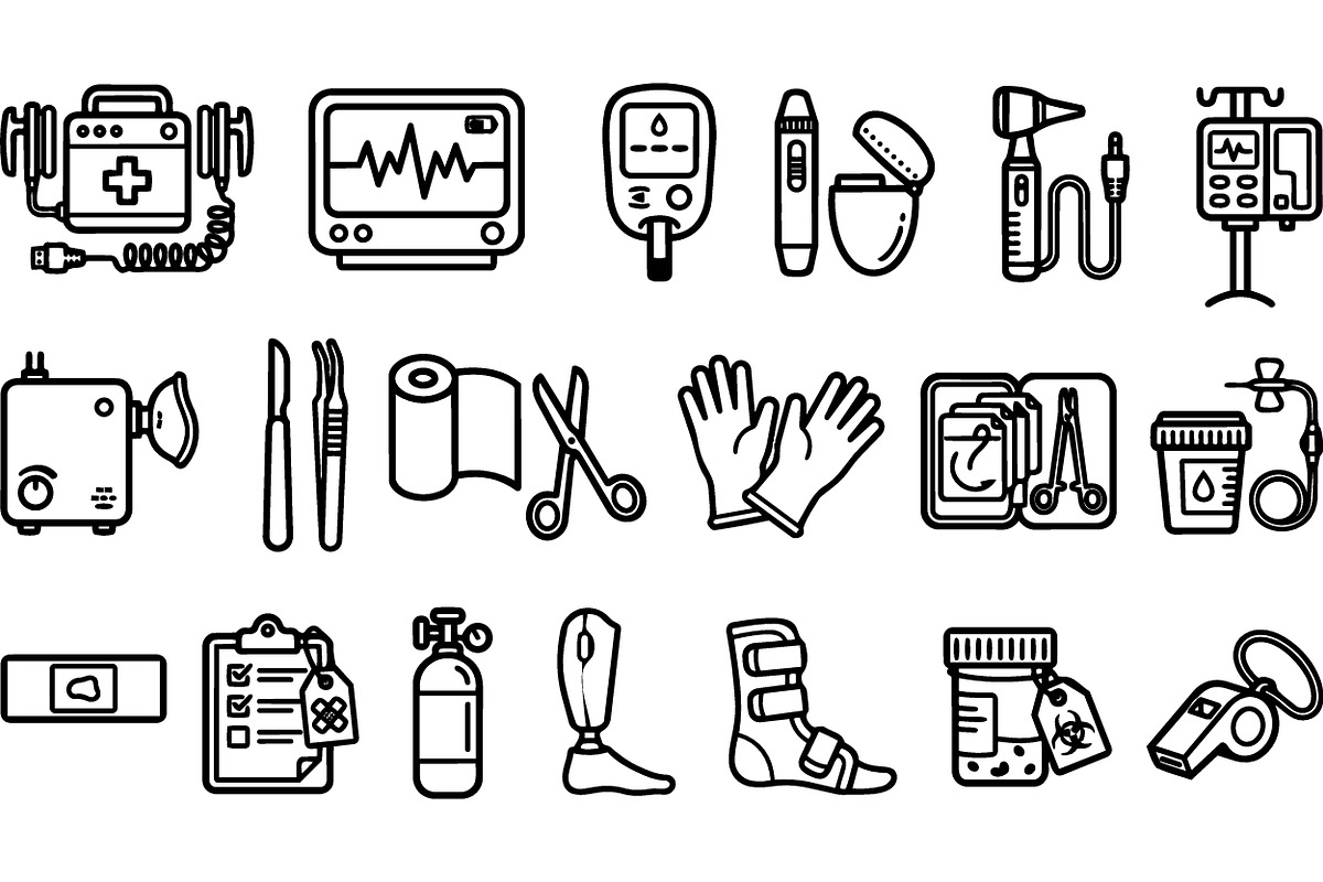 Medical Equipment Icon Set, an Illustration by designvectx (Photo 2 of 3)