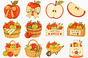Cozy Apple Clipart Harvest Season, a Food Illustration by SugarCloudStudioArt (Thumbnail 3 of 6)