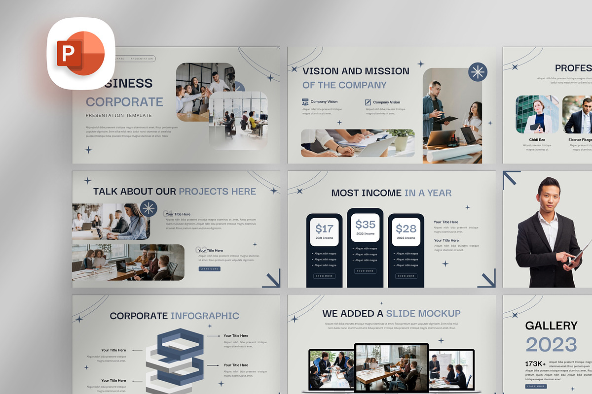 Clean Modern Corporate PowerPoint, a Presentation Template by Digitcase x Wealthwells (Photo 1 of 3)