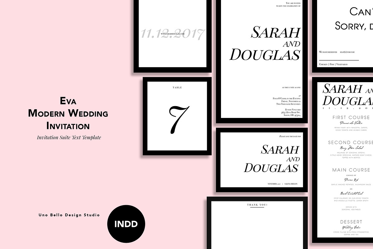 Eva Modern Wedding Stationery, an Invitation Template by Uno Bello Design Studio (Photo 1 of 5)