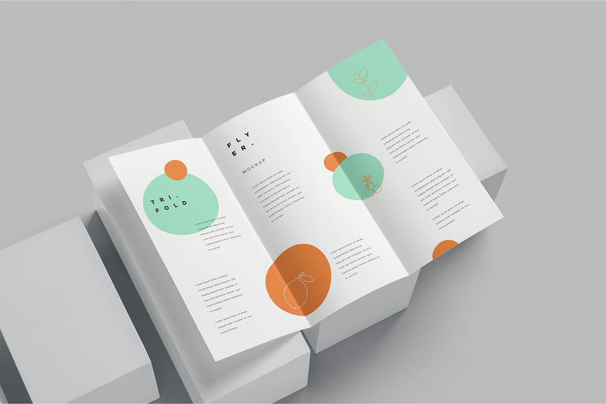 Tri-Fold Vertical Flyer Mockups, an Advertising Mockup by megostudi0 (Photo 3 of 5)
