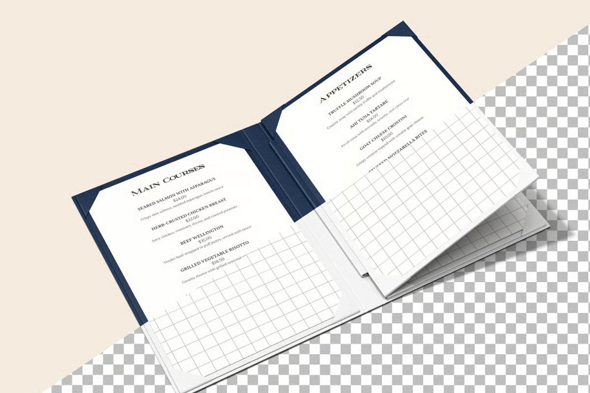 Restaurant Menu Book Mockup, a Books & Magazine Mockup by graphicsauce (Photo 4 of 4)