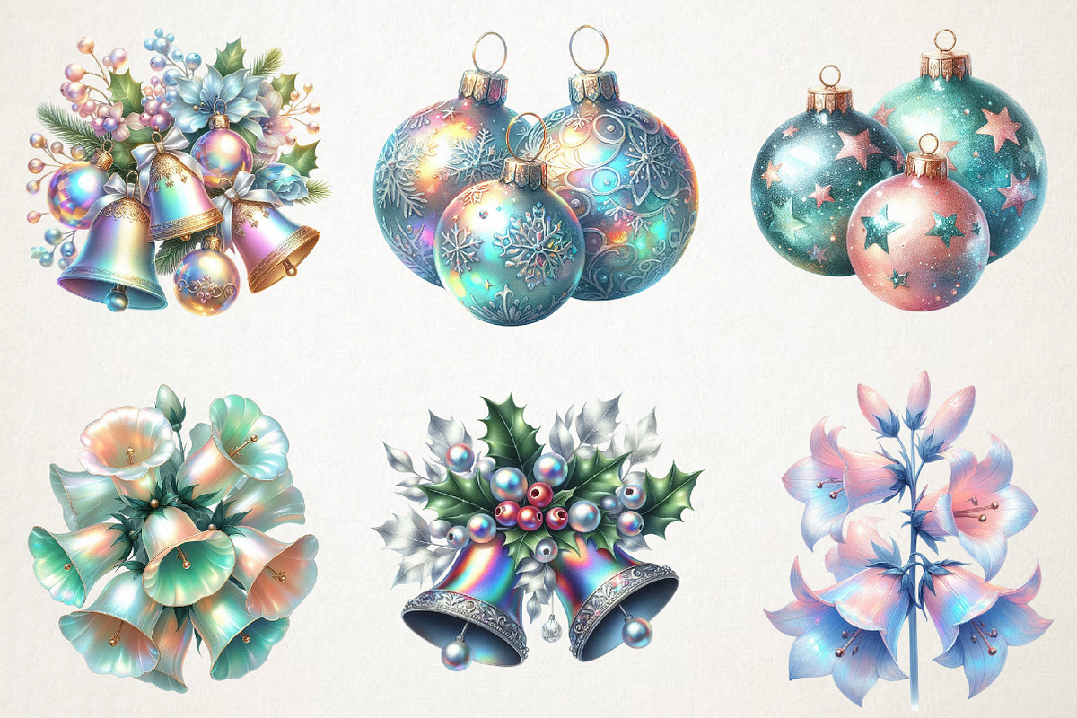 Iridescent Christmas Bells & Baubles, an Illustration by RobertsArt (Photo 5 of 7)