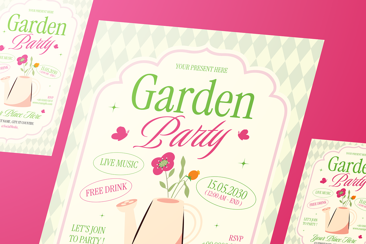 Garden Party Flyer Set, a Flyer Template by Annora Studio (Photo 6 of 6)