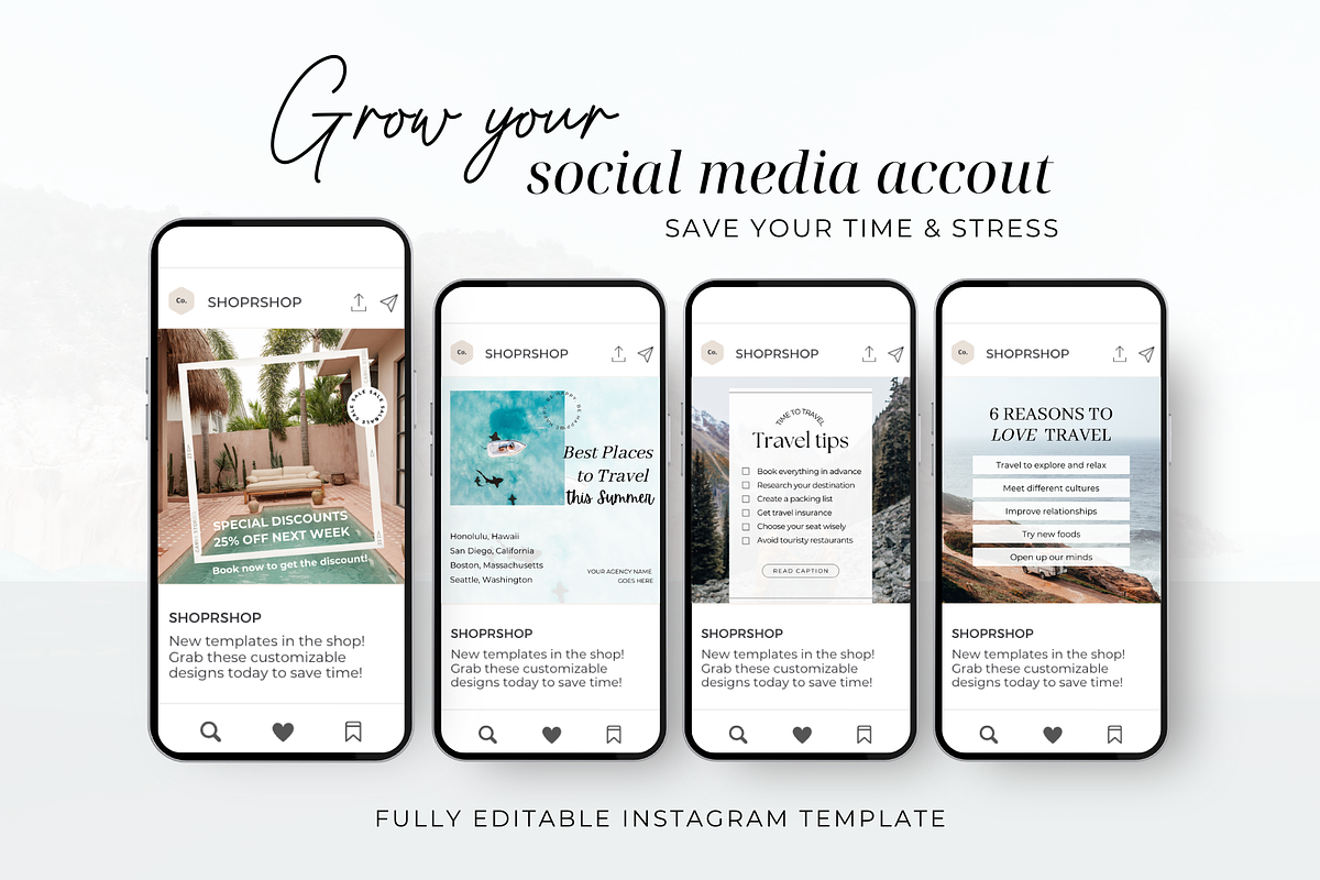 Travel Instagram Post Templates, a Social Media Template by ShopRShop (Photo 5 of 11)