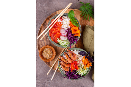 Hawaiian poke bowl with salmon and, a Food & Drink Photo by Yulia Furman