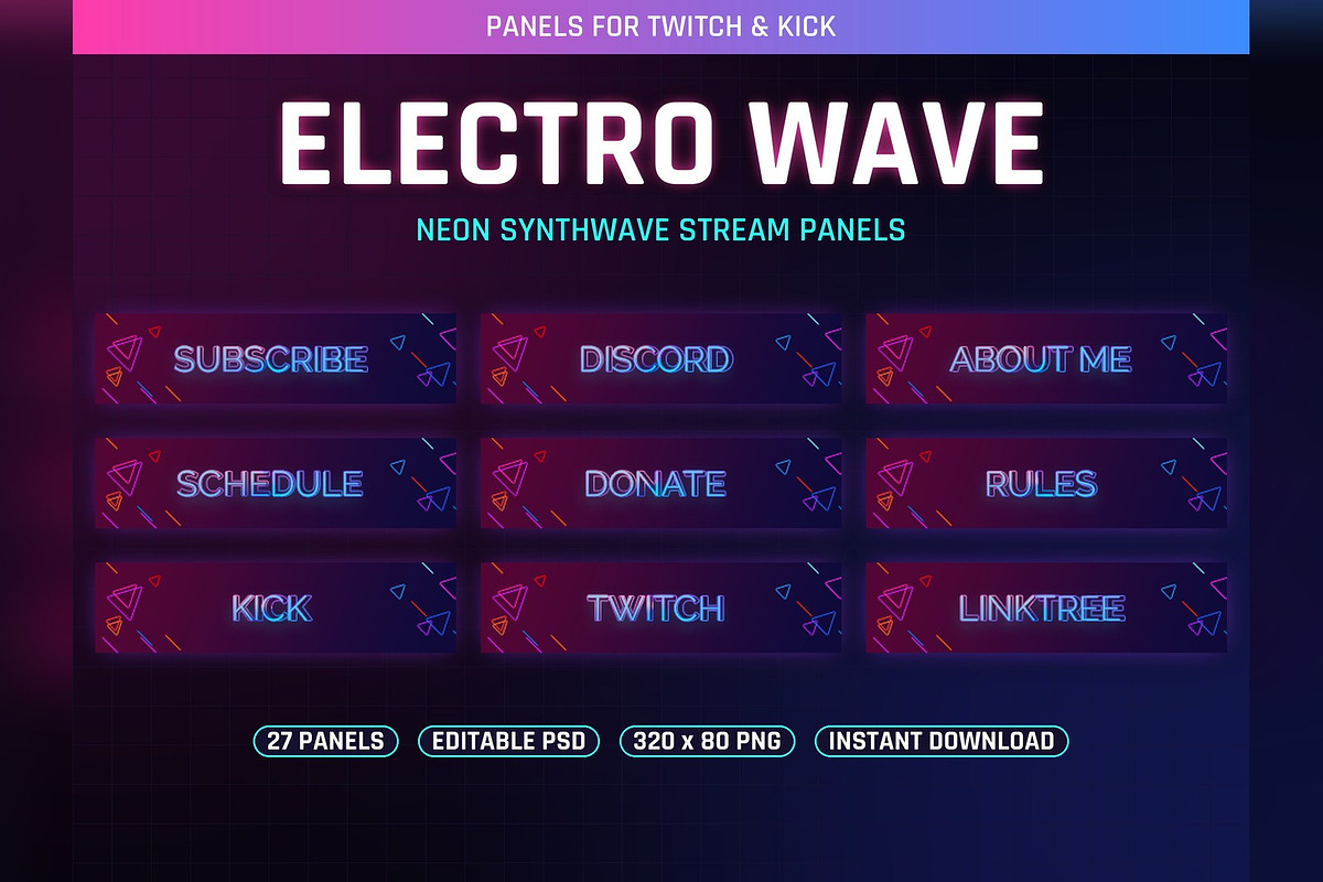 Electro Wave Twitch & Kick Panels, an Object Graphic by Gear Store (Photo 1 of 6)