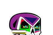 Robot skull colorful with teeth, a Background Graphic by TeaGraphicDesign (Thumbnail 2 of 3)