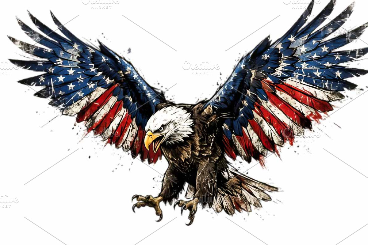 Bald Eagle Patriotic Watercolor PNG, an Animal Illustration by VetalStock (Photo 5 of 8)