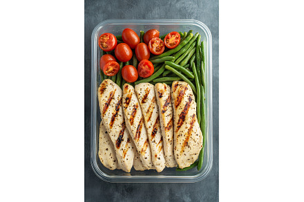 Grilled chicken with green beans and, a Food & Drink Photo by Lermont51