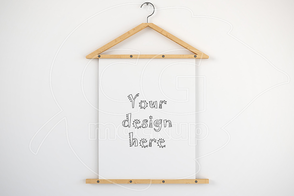 Clean poster hanger mockup 8x10, a Product Mockup by CGmockup