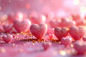 Glitter Pink Hearts Romantic Background, a Background Photo by Davizro's Market