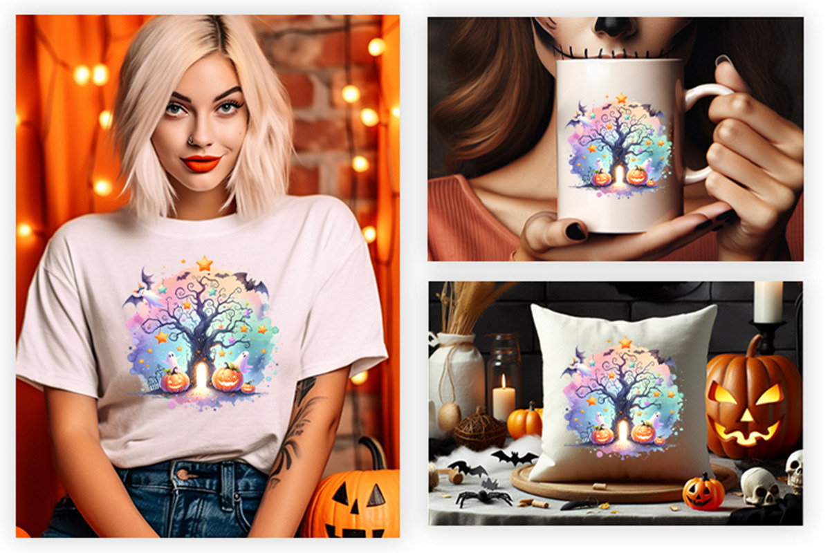 Halloween Pastel Halloween Tree, an Illustration by Creative Arslan (Photo 2 of 3)