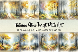 Autumn Glow Forest Path Art