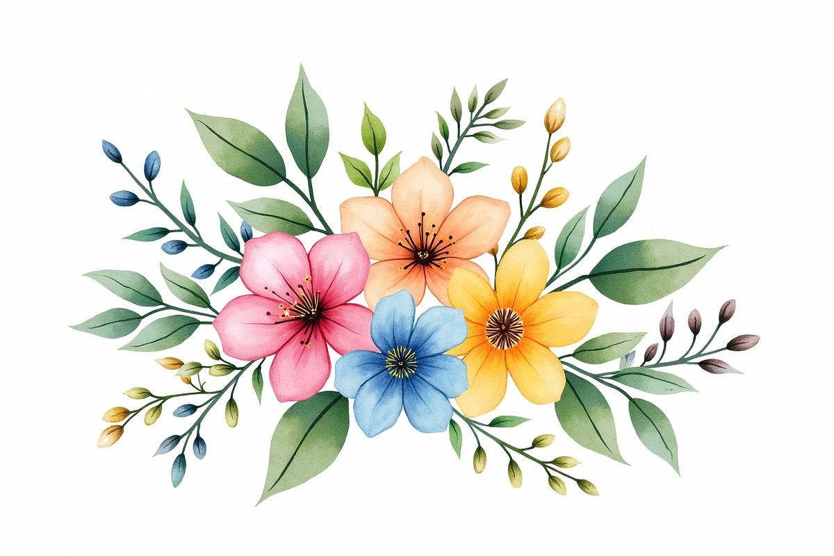 Vibrant Watercolor Floral Bouquet Bu, an Illustration by BIPLOB EXPERT (Photo 11 of 14)