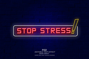 Stop Stress Neon Sign PSD Editable, a Layer Style Add-On by TrueVector