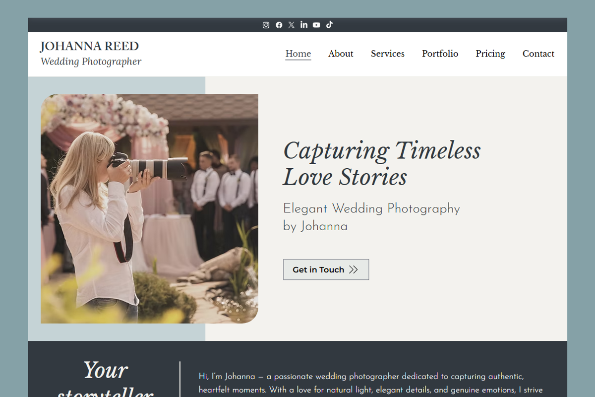 Wedding Photographer - Wix Studio, a Wix Template by Kitteeh (Photo 2 of 8)