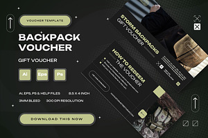 Backpack Voucher - Gift Voucher, a Print Template by StreaksideStd
