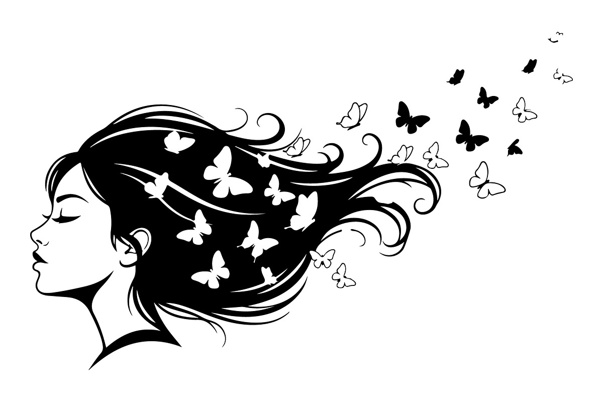 Woman Butterfly Hair Silhouette, an Object 3D Model by yasushie (Photo 22 of 31)
