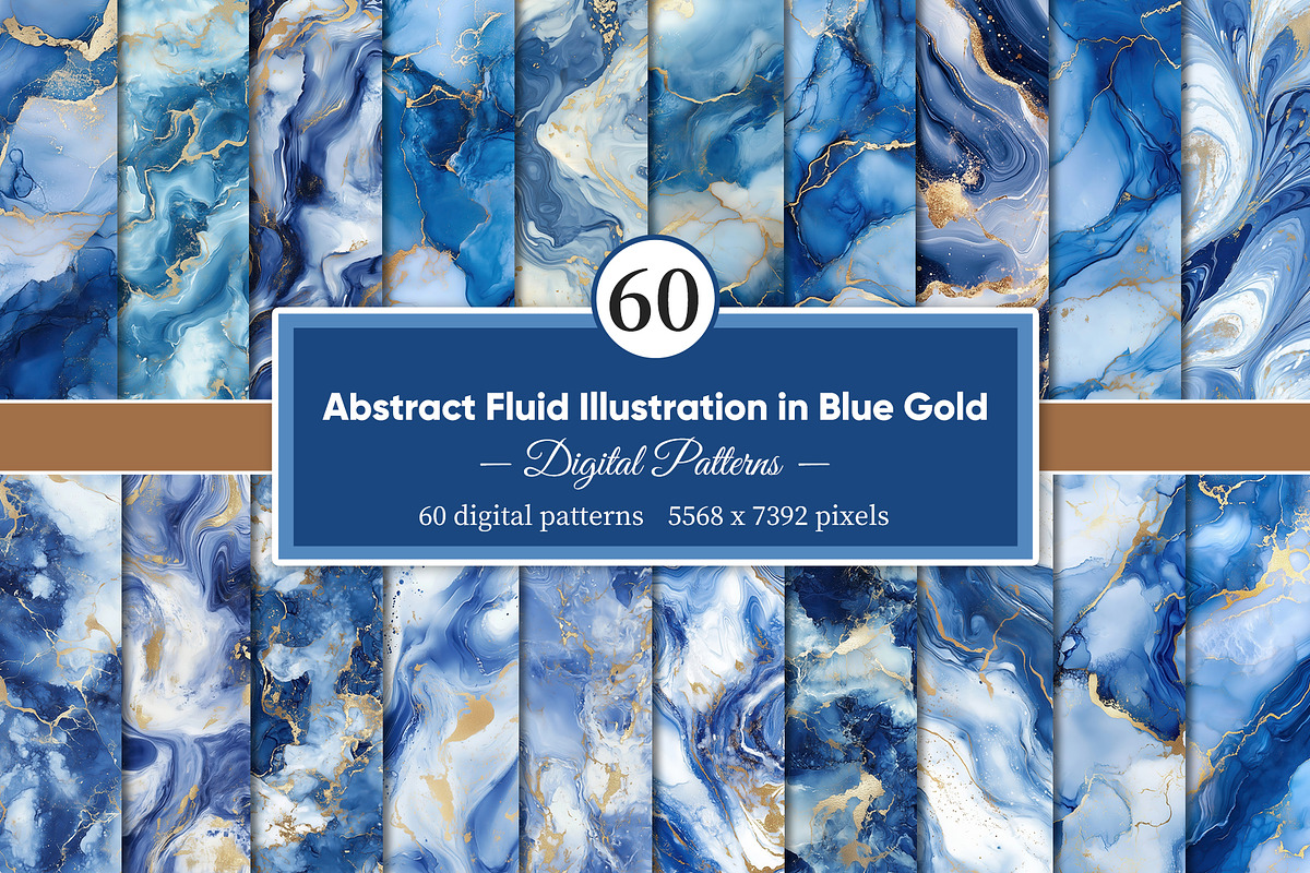Abstract Fluid Illustration in Blue, a Decorative Illustration by Housui Patterns (Photo 1 of 9)