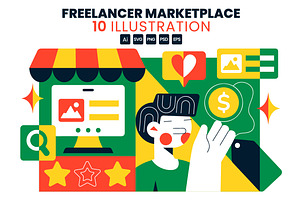 10 Online Freelancer Marketplace, a Finance Illustration by denayunebgt