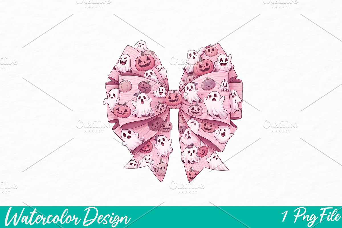 Pink Halloween Coquette Bows PNG, an Illustration by Watercolor design (Photo 1 of 3)