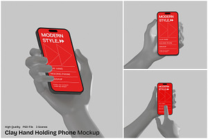 Clay Hand Holding Phone Mockup, an iPhone Mockup by Unerispace