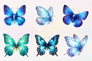 Blue Butterflies watercolor clipart, an Illustration by CreationArt (Thumbnail 6 of 9)