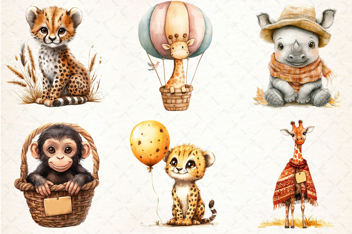 Funny African Animals Clipart Set, an Illustration by Libby Wishes (Photo 5 of 6)
