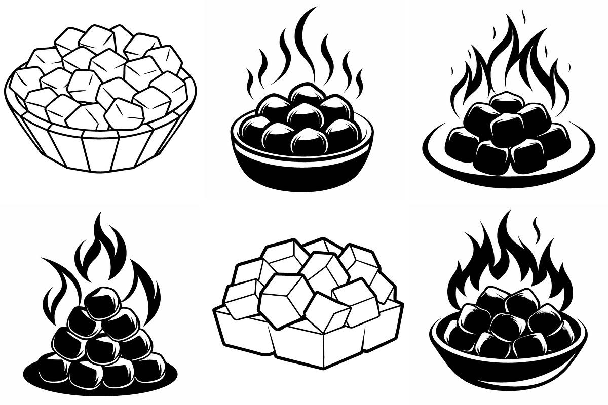 Coal Piles Burning vector, an Object Graphic by Billah Hub