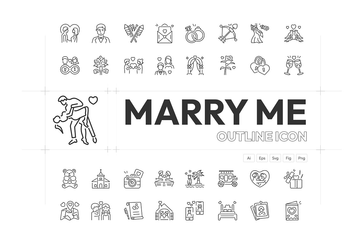Marriage and Wedding Ceremony Icon, an Outline Icon by Prosymbols (Photo 1 of 5)