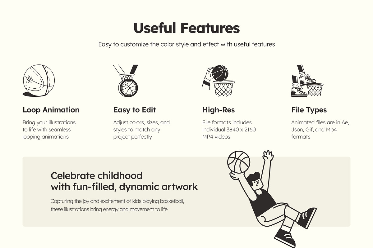Animated Basketball Illustration Set, a Sport Illustration by Vectors Market (Photo 2 of 5)