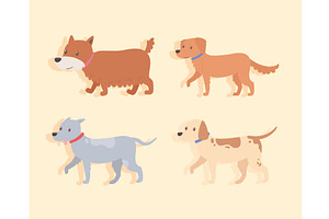 set of cute dogs walking, an Animal Illustration by studiogstock
