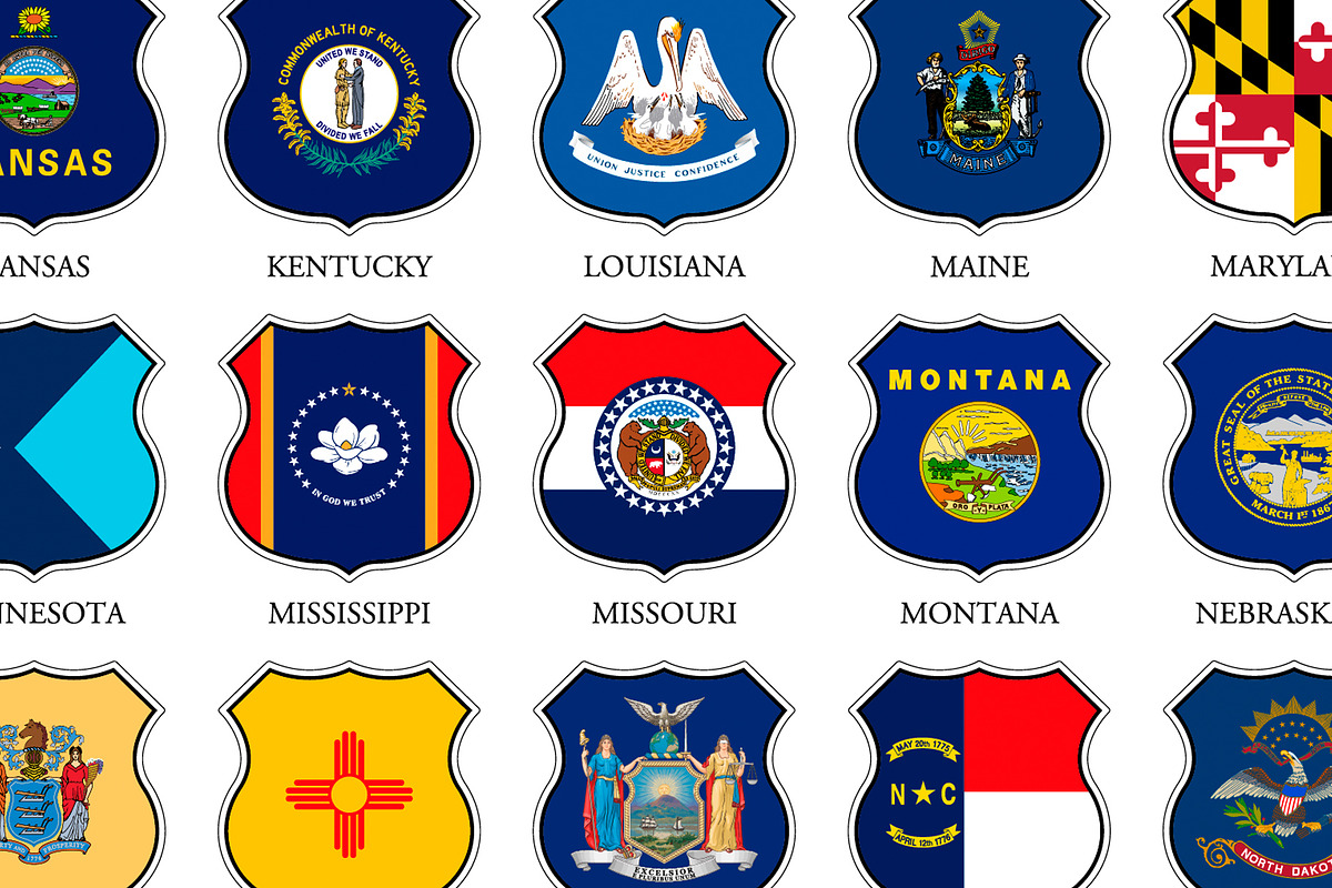 Shields with the flags of the USA, an Education Illustration by frizio (Photo 8 of 10)