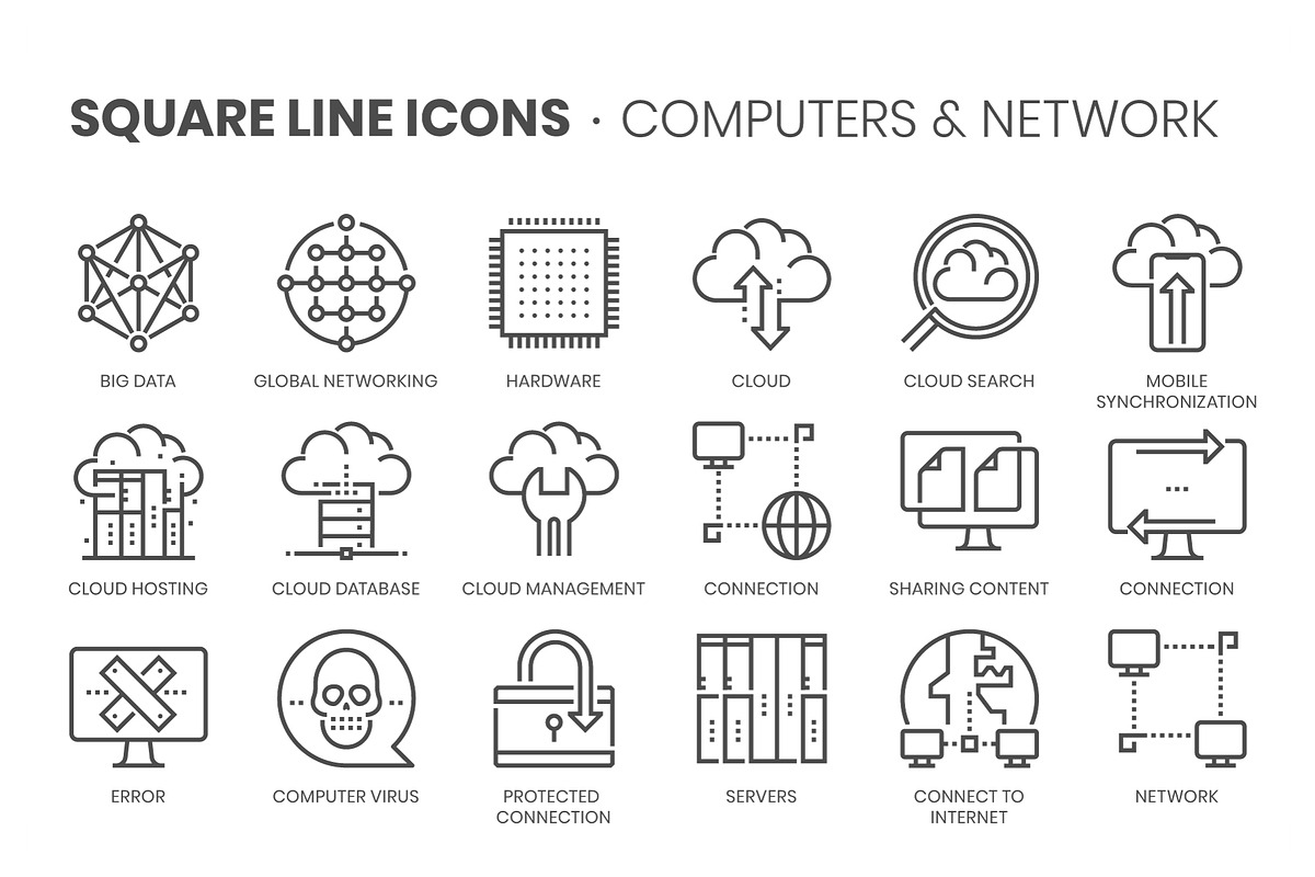 Square line icons, an Outline Icon by Howcolour (Photo 62 of 85)