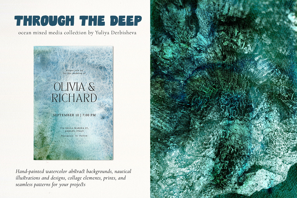 Ocean watercolor background animals, a Background Graphic by Yuliya Derbisheva (Photo 2 of 15)