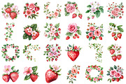 Strawberry Pink Floral Clipart, a Seasonal Illustration by designcity5 (Thumbnail 2 of 5)