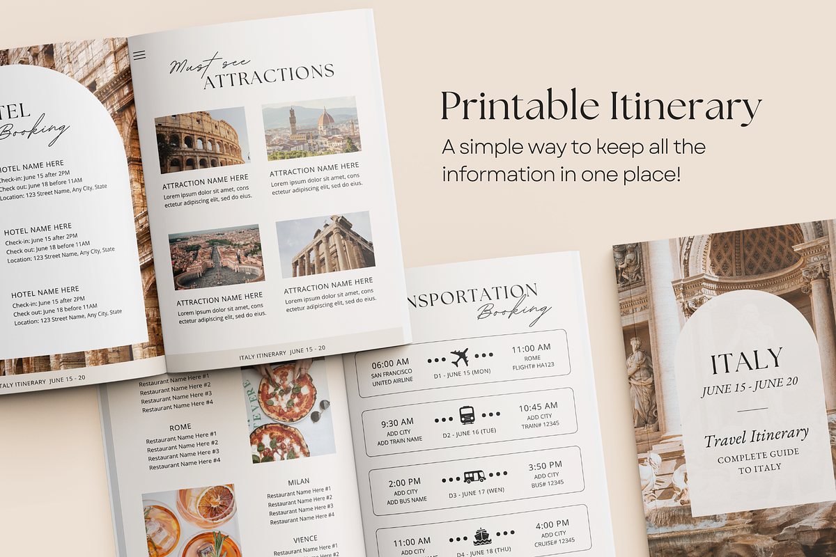 Digital Travel Itinerary Template, a Magazine Template by ShopRShop (Photo 3 of 11)